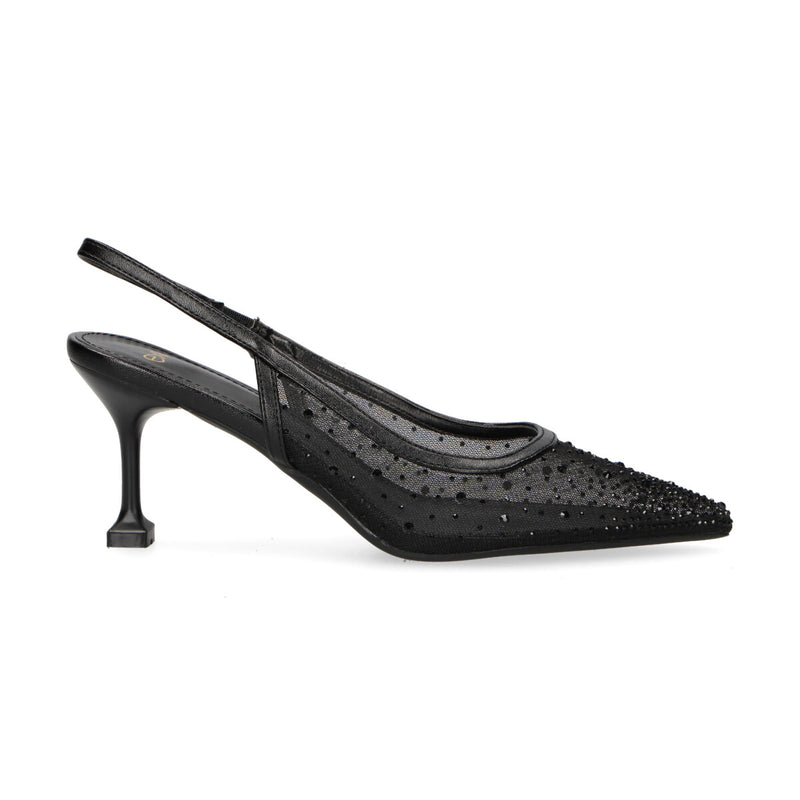 Exè chanel con strass in nylon nera