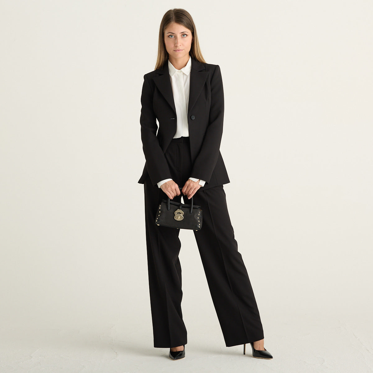 Patrizia Pepe Blazer Donna Nero Monopetto Elegante con Rever a Lancia e Vita Sagomata