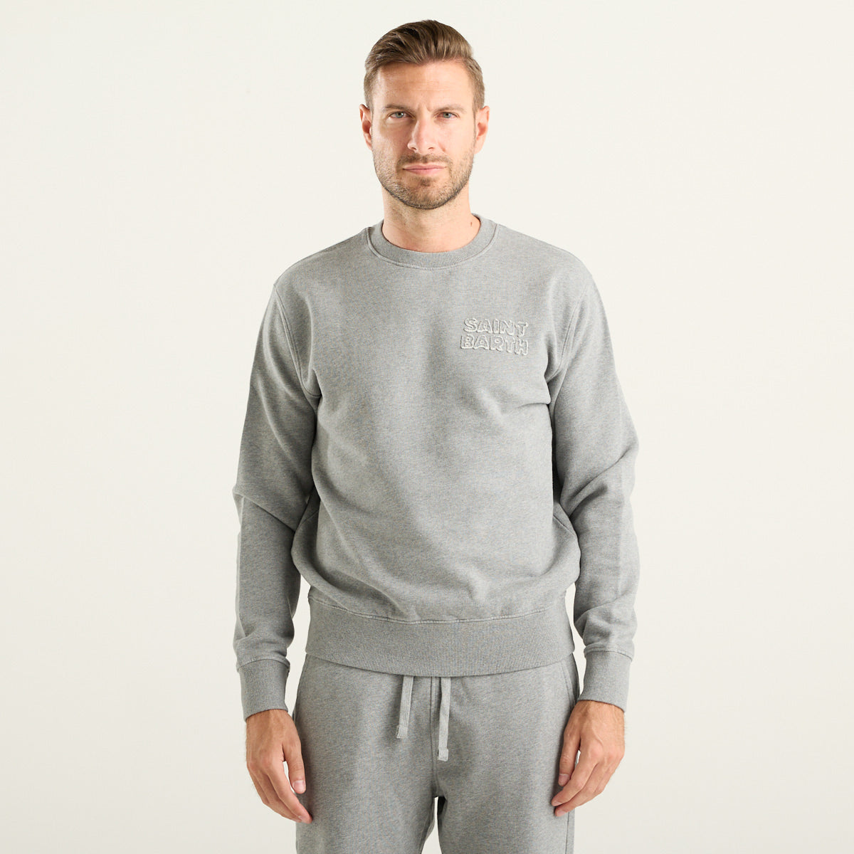 MC2 Saint Barth Soho Felpa Uomo Grigio con Logo Ricamato