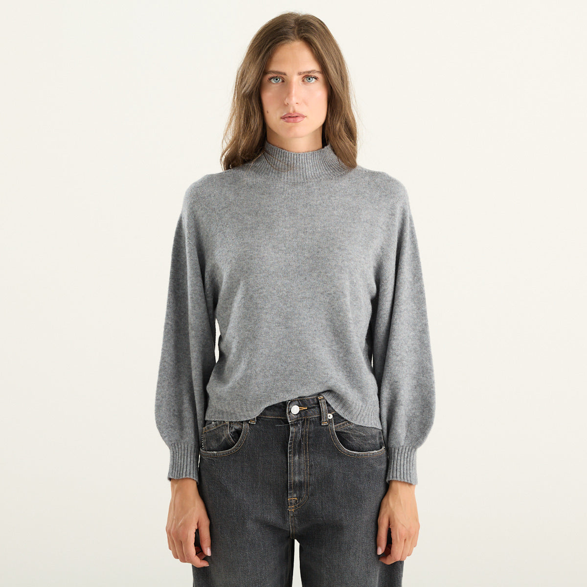 Haveone – Maglia grigia con maniche a palloncino