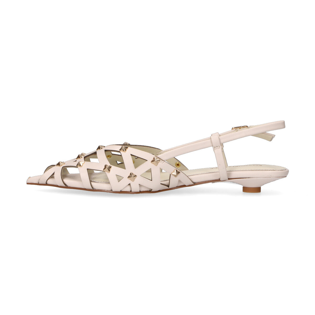 Emauelle Vee chanel con borchie in pelle panna