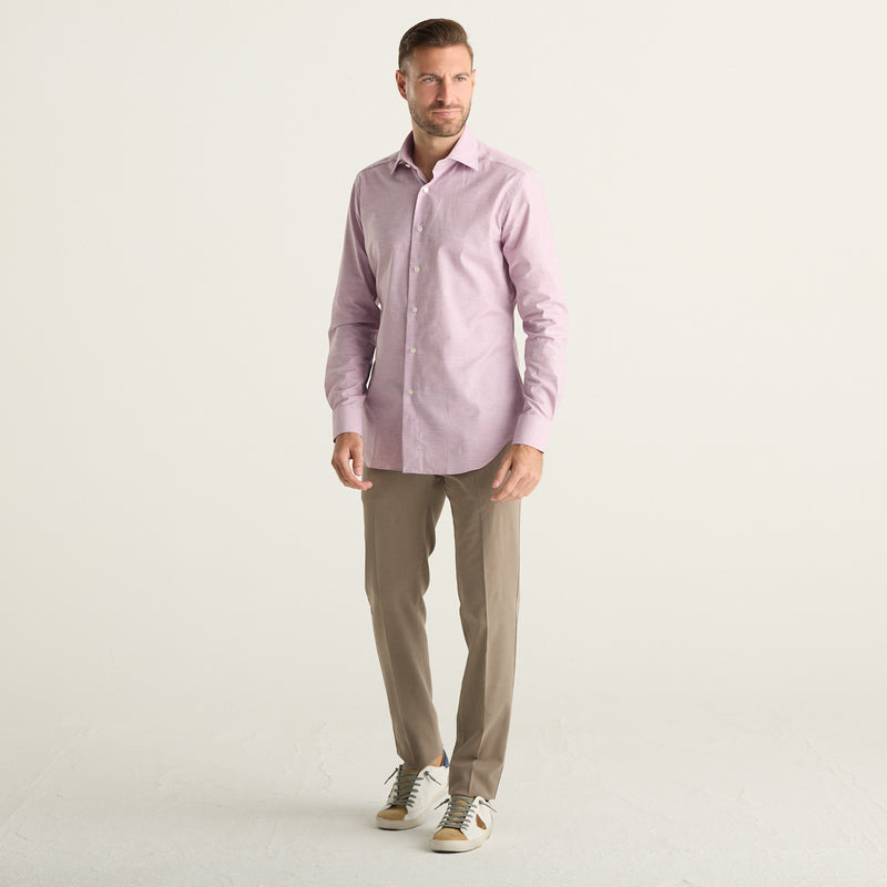 Xacus camicia uomo rosa in twill di cotone Wrinkle Free