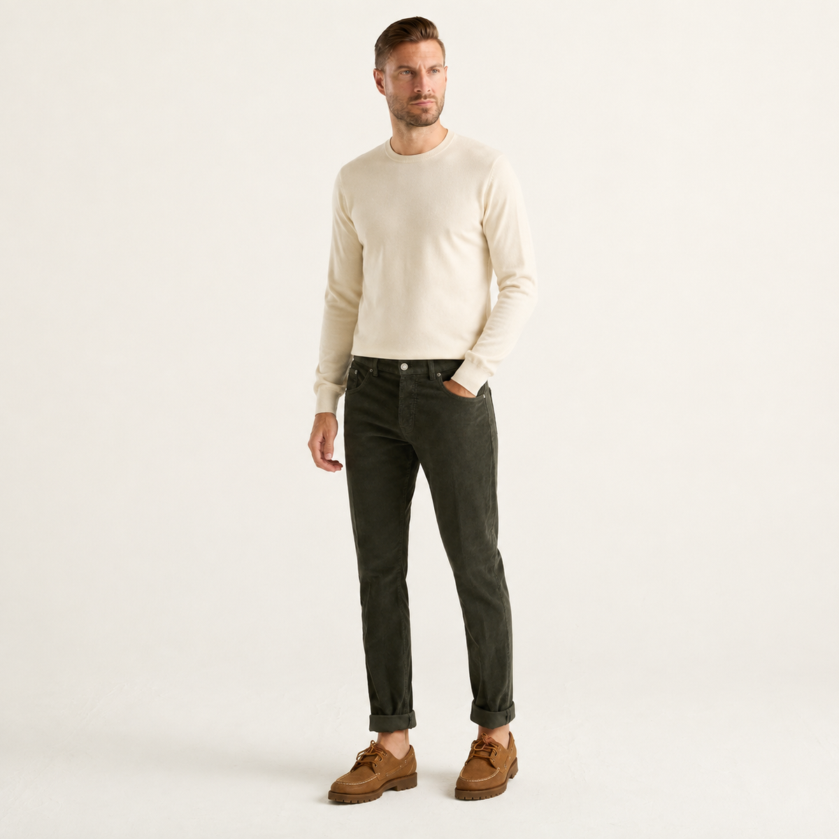 Dondup Icon Pantalone Uomo in Velluto Verde Militare