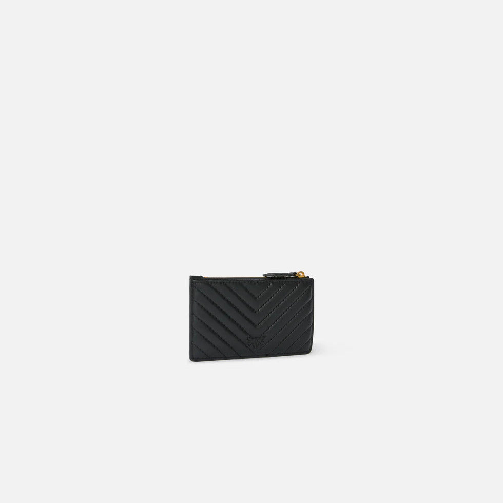 Pinko Porta carte chevron con zip nero