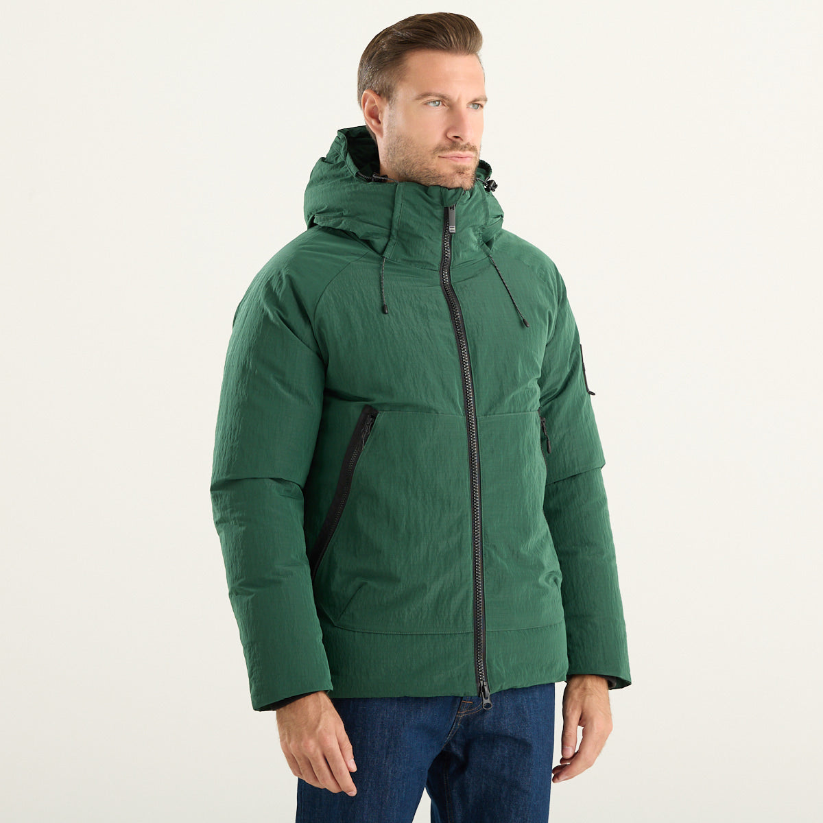 Outhere – Giacca imbottita uomo verde con cappuccio