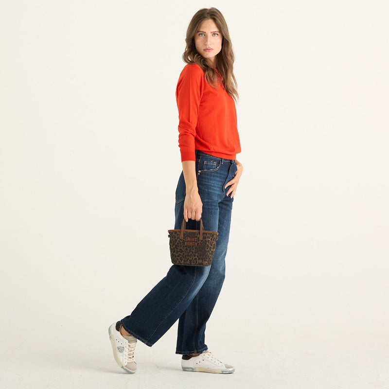 Solo Tre maglia polo donna in lana rosso aranciato a maniche lunghe
