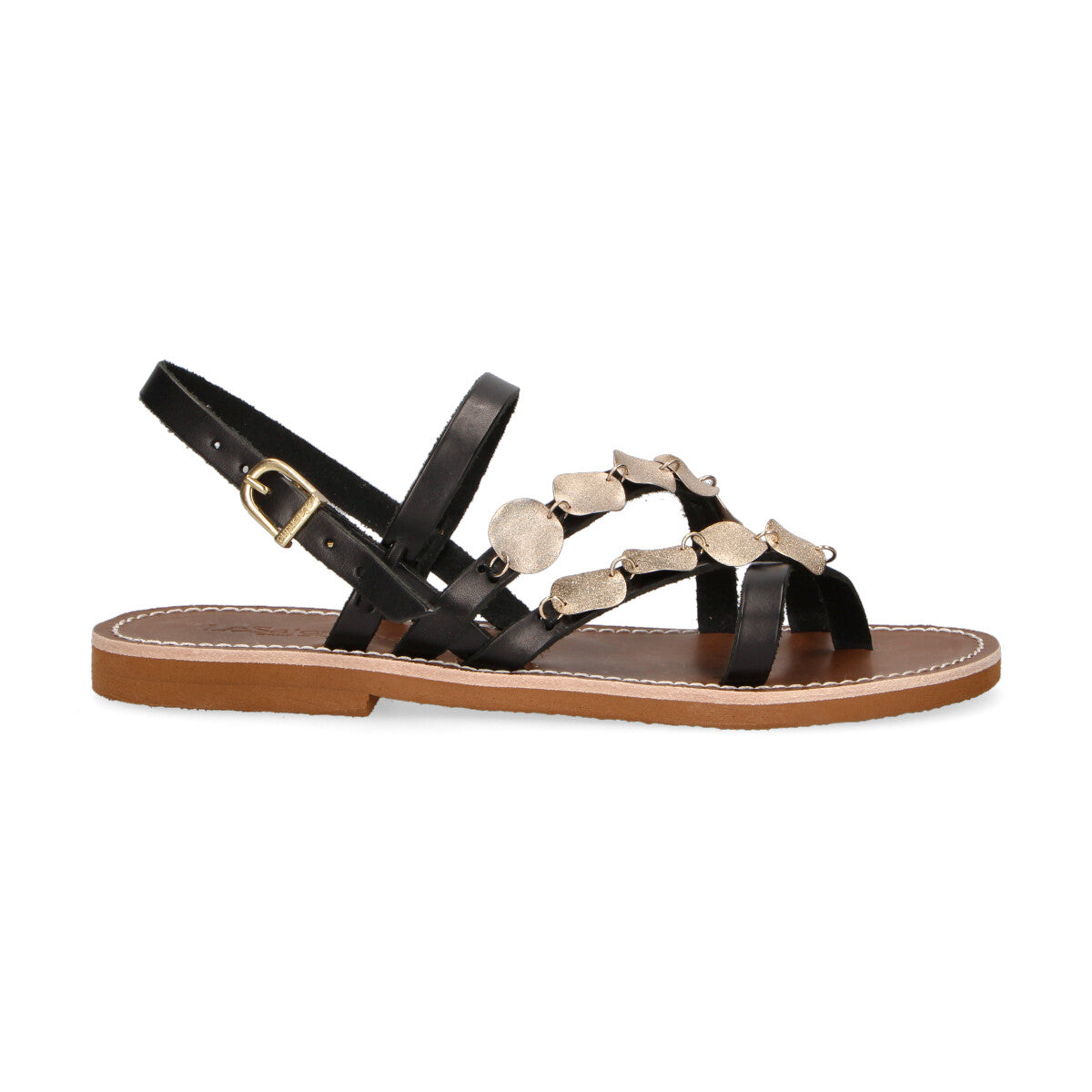 LeSalentine sandalo Alice con gioielli in pelle nera