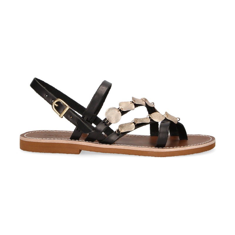 LeSalentine sandalo Alice con gioielli in pelle nera