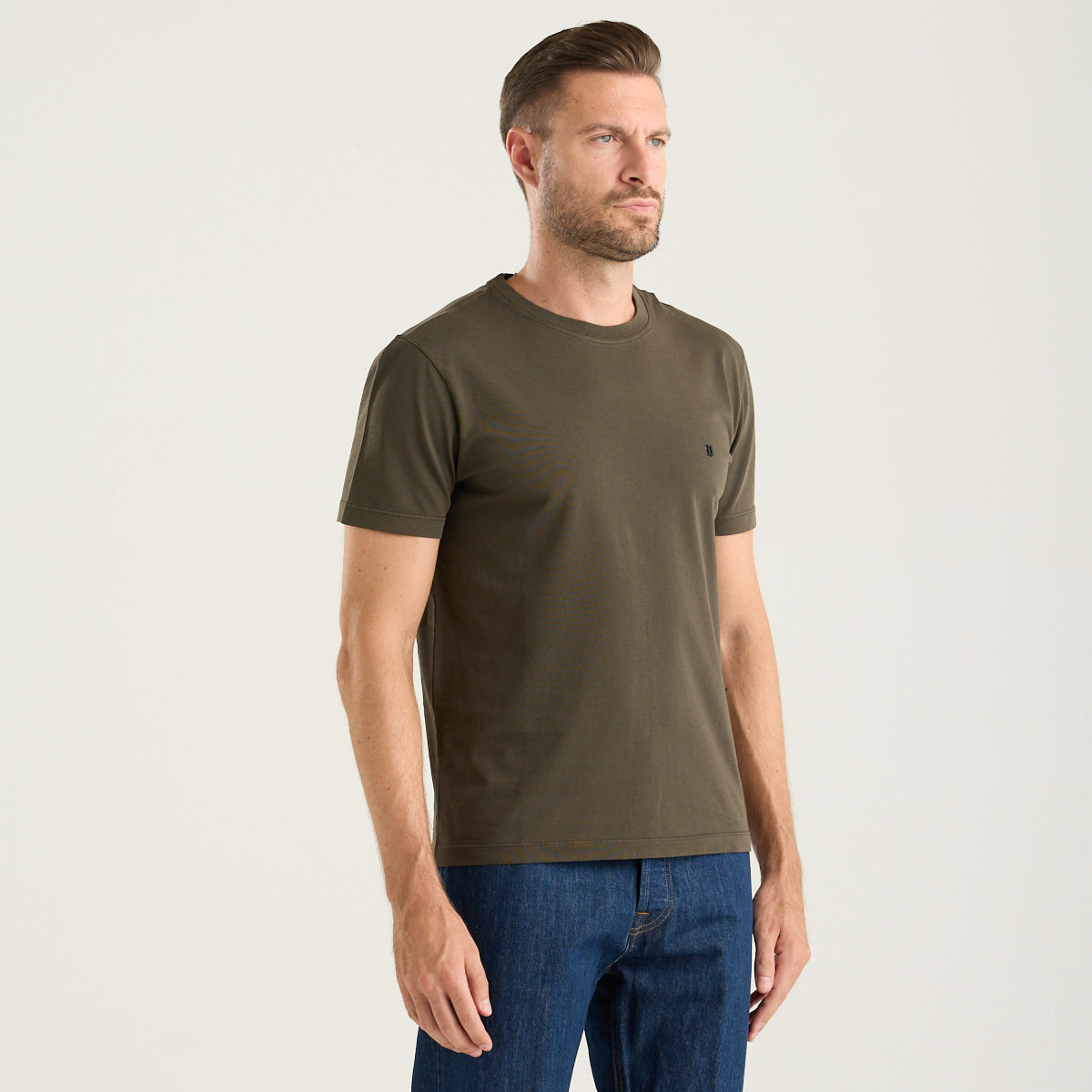 Dondup t-shirt girocollo in tessuto marrone