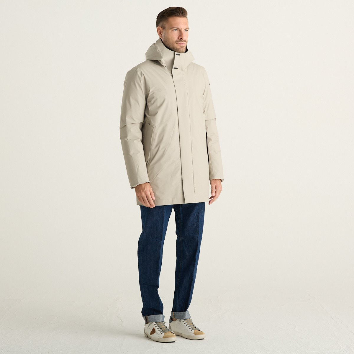 RRD Writer Floating Parka Giacca Uomo Beige con Cappuccio