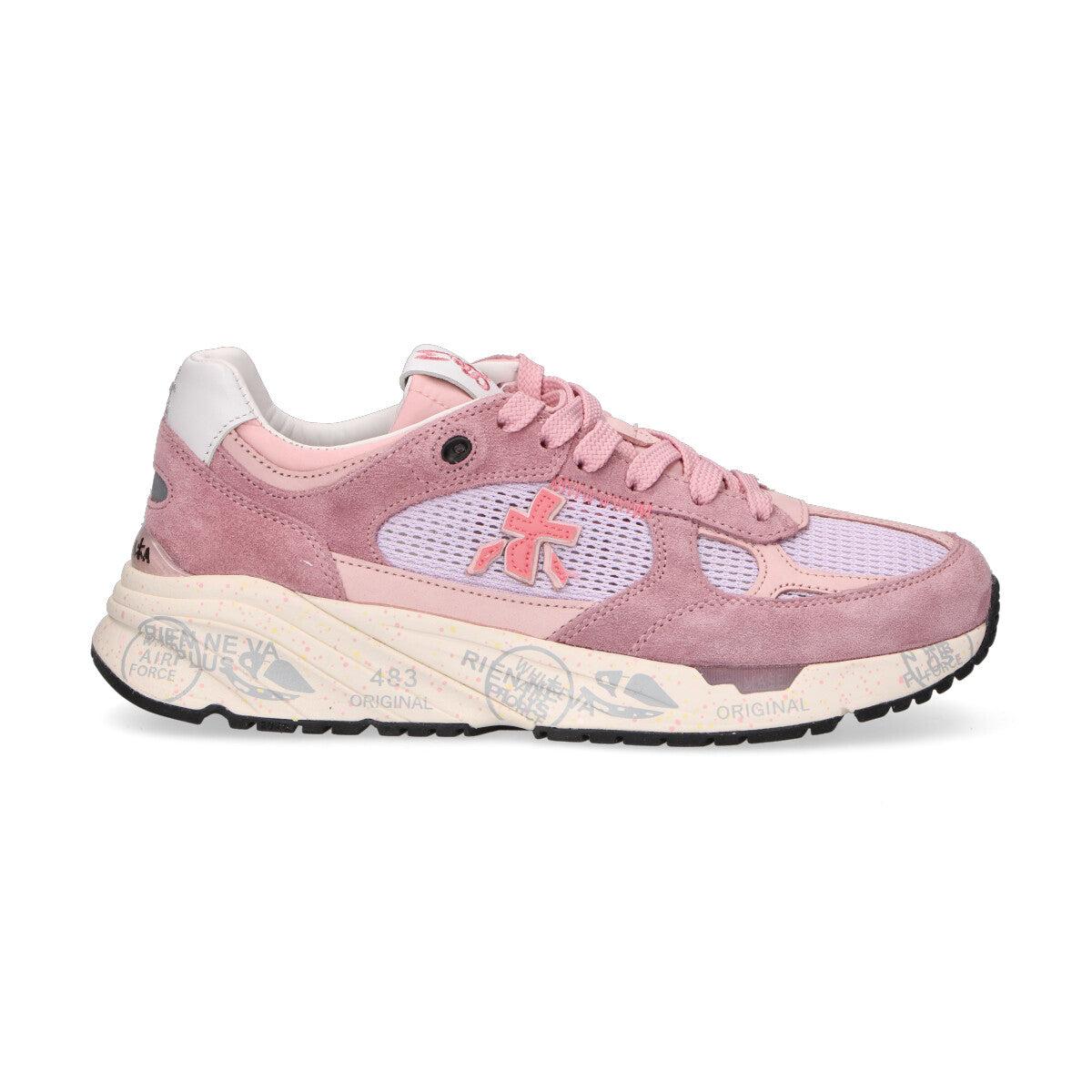 Premiata sneaker Mased in camoscio rosa