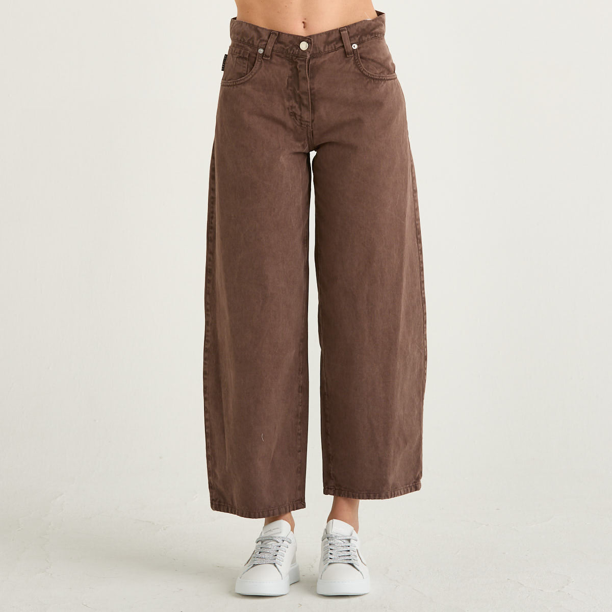 Haveone pantalone bella in tessuto marrone