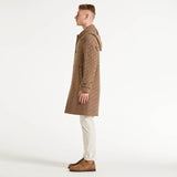 Amaranto cappotto cappuccio fantasia beige