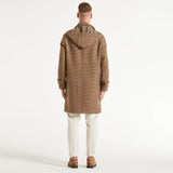 Amaranto cappotto cappuccio fantasia beige