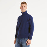 Amaranto maglione collo alto strappi blu