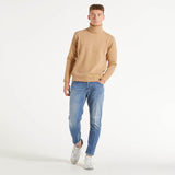 Amaranto maglione collo alto strappi nocciola