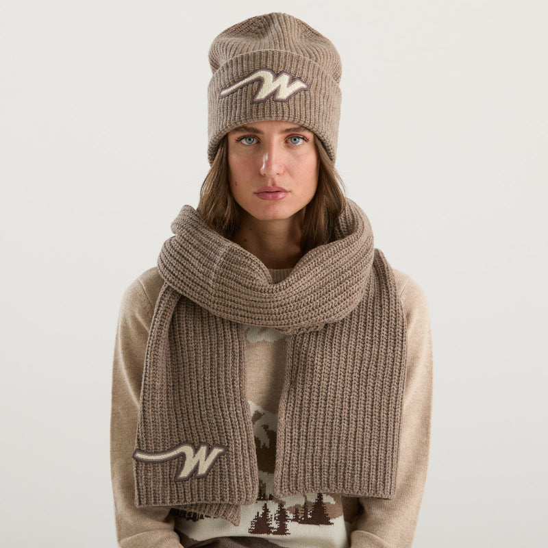 Maxmara sciarpa con logo in tessuto beige