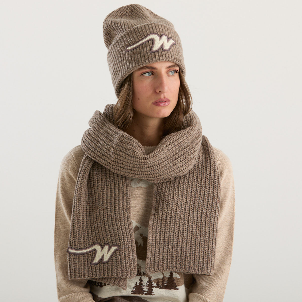 Maxmara sciarpa con logo in tessuto beige