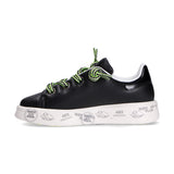 Premiata sneakers belle pelle nera lacci multi