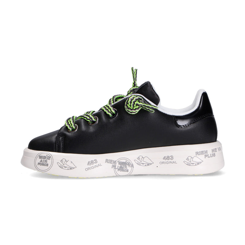 Premiata sneakers belle pelle nera lacci multi
