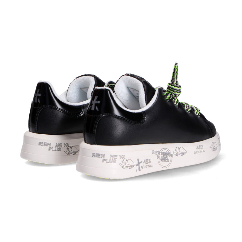 Premiata sneakers belle pelle nera lacci multi