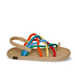 Bohonomad sandalo in corda beige e multicolor