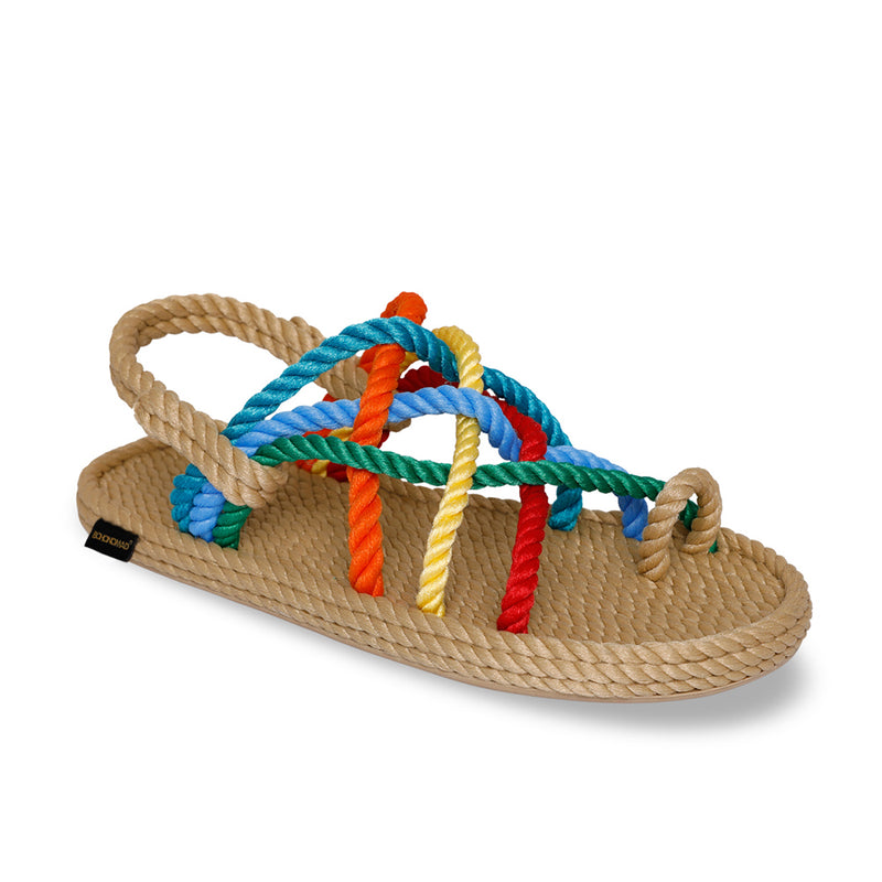 Bohonomad sandalo in corda beige e multicolor