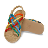 Bohonomad sandalo in corda beige e multicolor