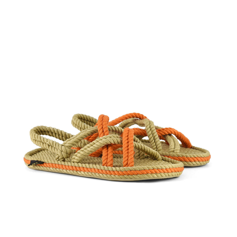 Bohonomad sandalo in corda beige arancio