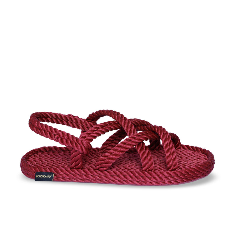 Bohonomad sandalo in corda bordeaux
