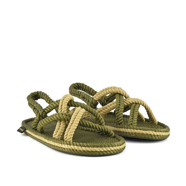 Bohonomad sandalo in corda verde beige