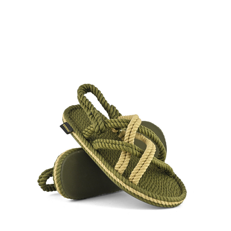 Bohonomad sandalo in corda verde beige
