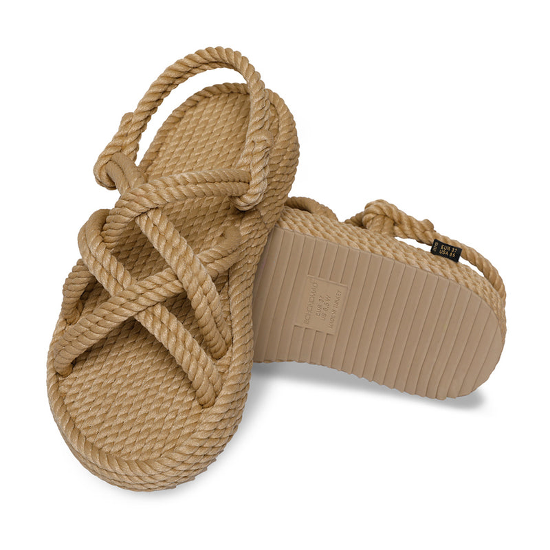 Bohonomad sandali con zeppa in corda beige