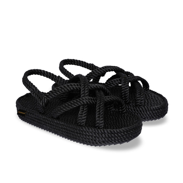 Bohonomad sandali con zeppa in corda nero