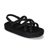 Bohonomad sandali con zeppa in corda nero