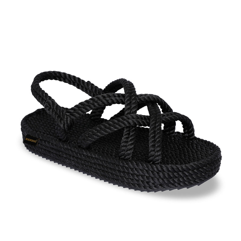 Bohonomad sandali con zeppa in corda nero