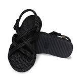 Bohonomad sandali con zeppa in corda nero