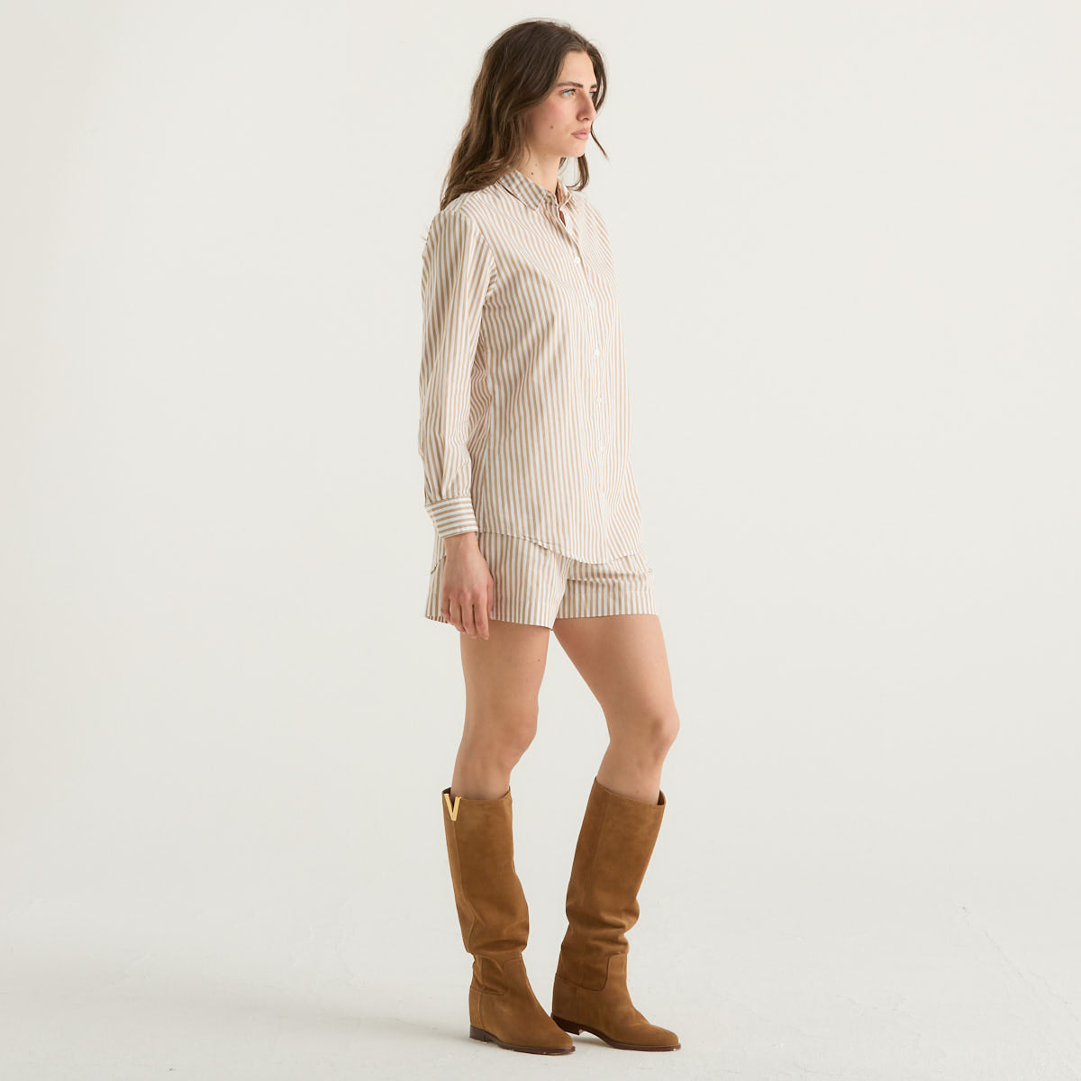 Mc2 Saint Barth camicia a righe beige