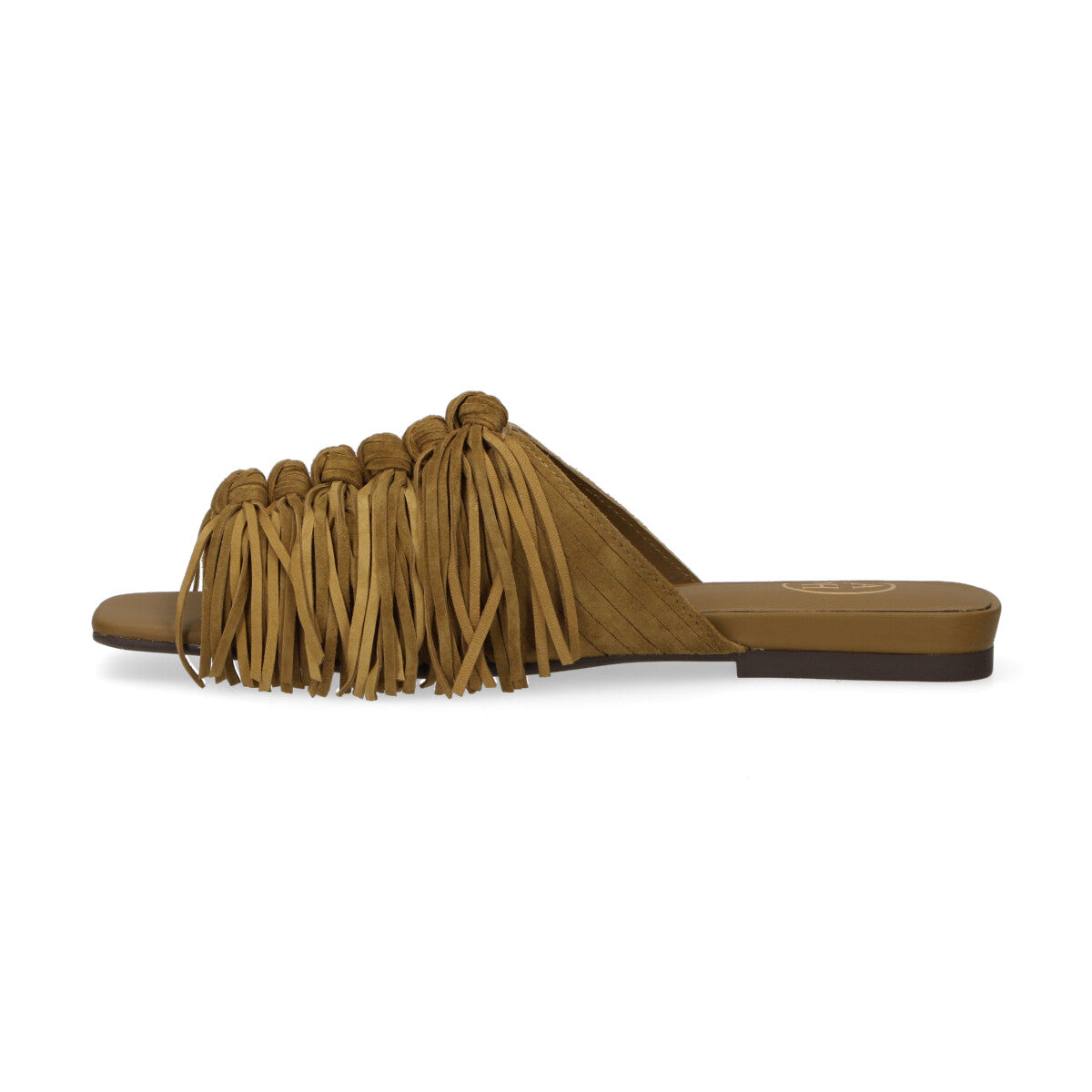 Ash ciabatta Brigitte con frange in camoscio verde