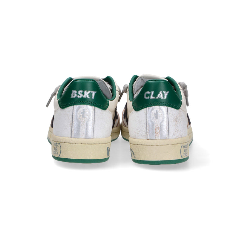 Premiata sneaker Bascket Clay bianco panna verde