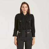 Elisabetta Franchi camicia con sciarpina nera