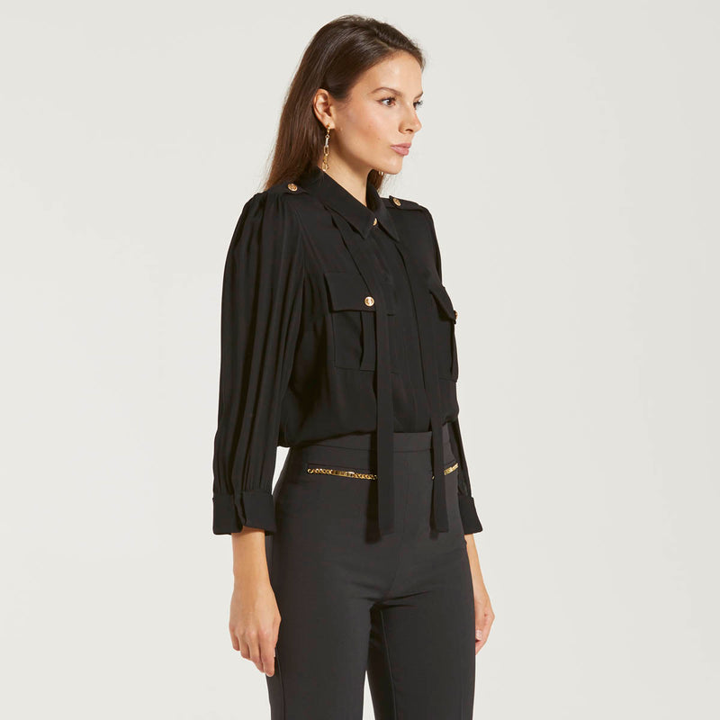 Elisabetta Franchi camicia con sciarpina nera