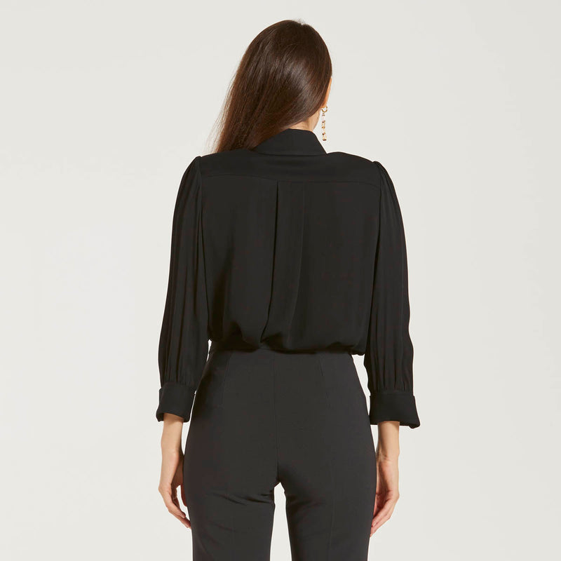 Elisabetta Franchi camicia con sciarpina nera