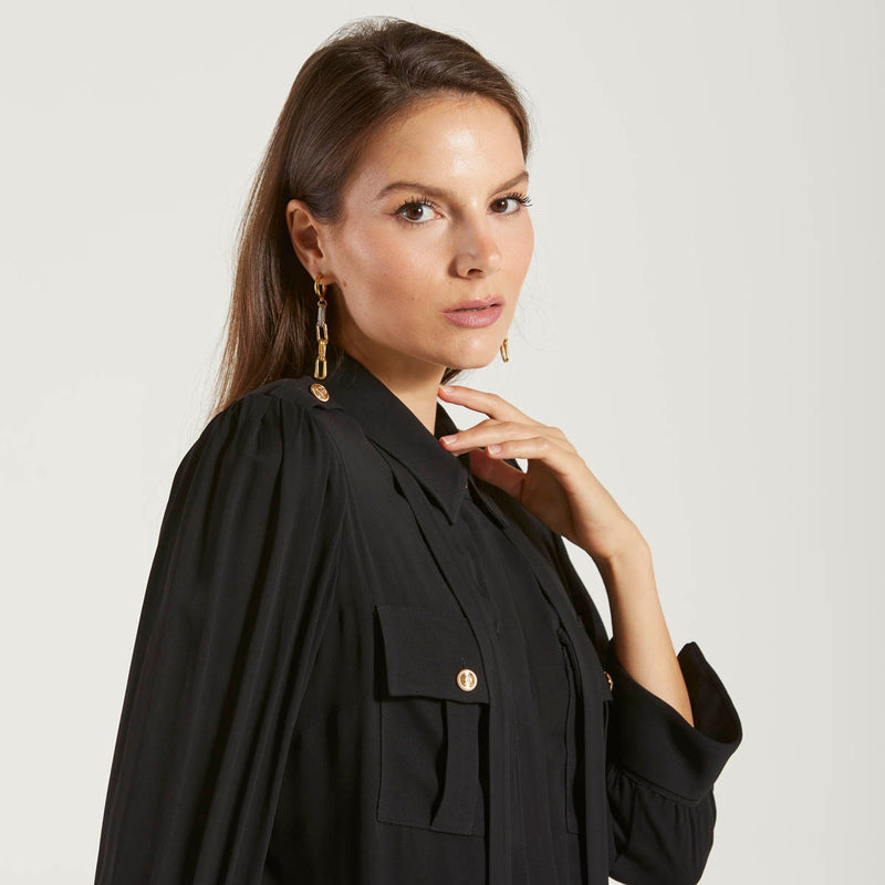 Elisabetta Franchi camicia con sciarpina nera