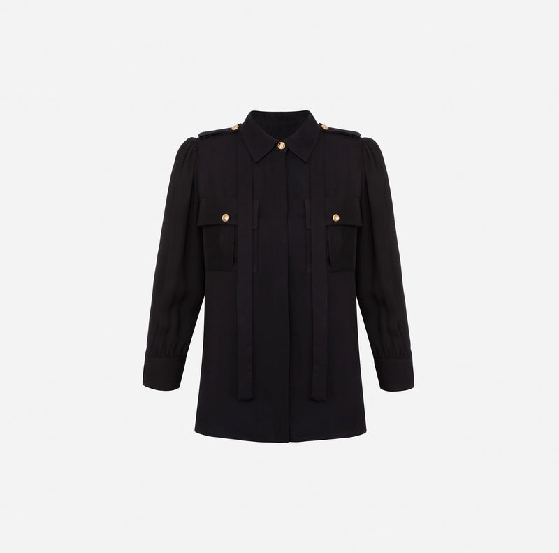 Elisabetta Franchi camicia con sciarpina nera