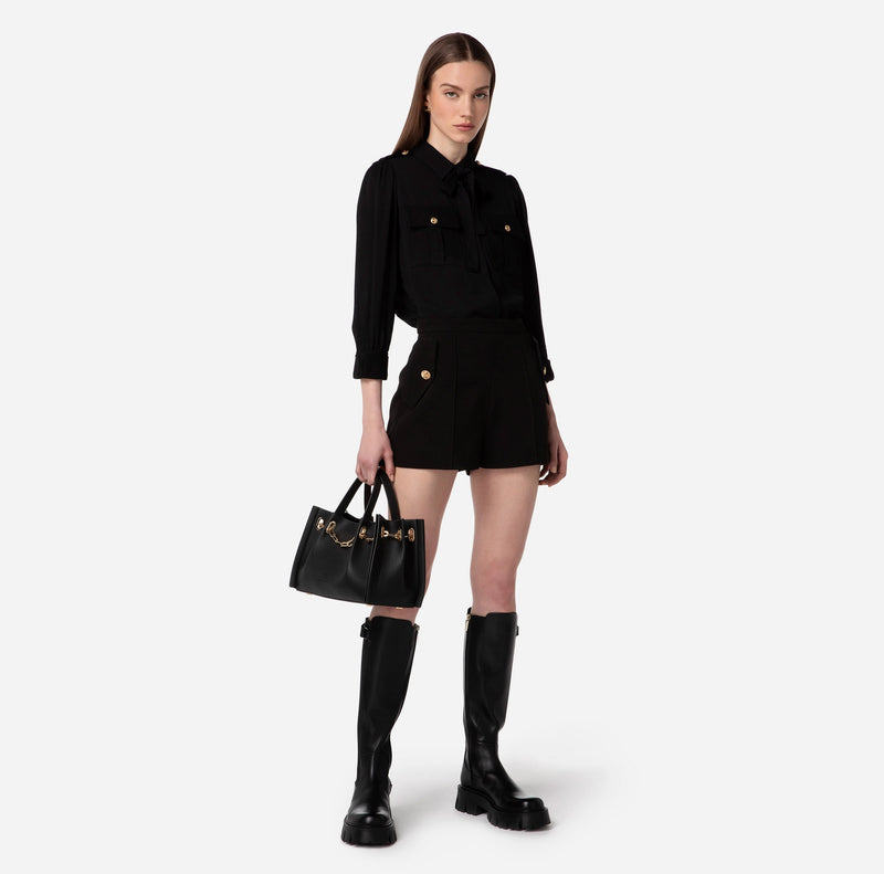 Elisabetta Franchi camicia con sciarpina nera