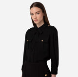Elisabetta Franchi camicia con sciarpina nera