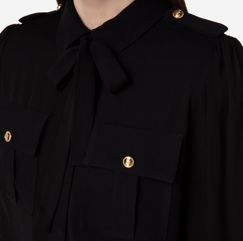 Elisabetta Franchi camicia con sciarpina nera