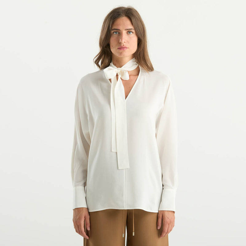 Maxmara camicia manica lunga in tessuto avorio