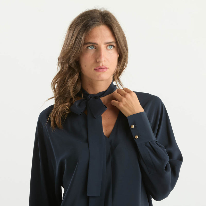 Maxmara camicia manica lunga in tessuto blu
